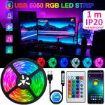 Светодиодная LED лента Bluetooth, USB, 30 диодов на 1 метр, приложение, работа от Powerbank, 5В, IP20, 1 м