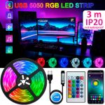 Светодиодная LED лента Bluetooth, USB, 30 диодов на 1 метр, приложение, работа от Powerbank, 5В, IP20, 3 м