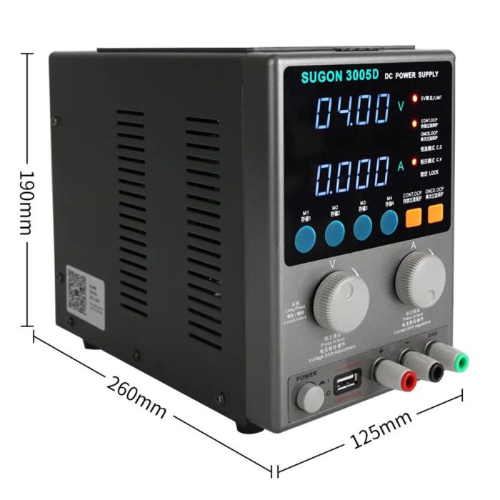Блок живлення SUGON 3005D 30V 5A, трансформаторний, цифрова індикація (V/A), USB, 4 канали пам'яті