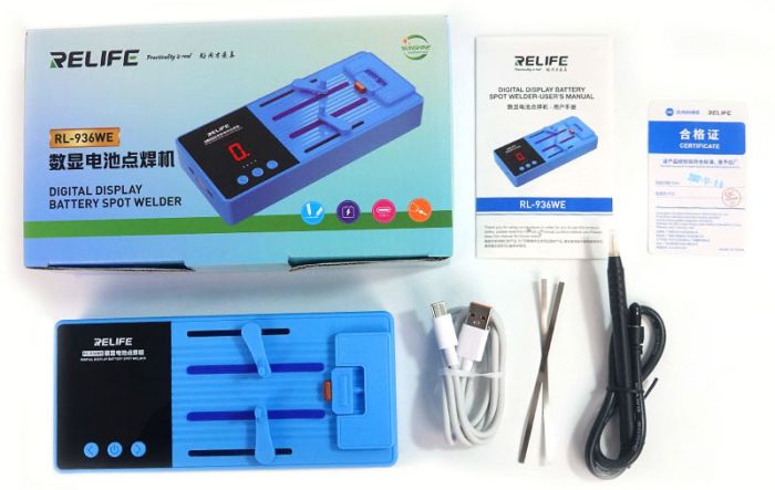Апарат для точкового зварювання акумуляторів Relife RL-936WE / 6 режимів / LCD дисплей