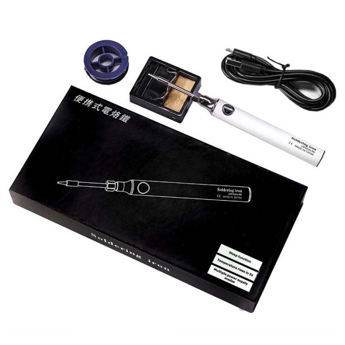 Паяльник USB портативный беспроводной с подставкой, питание 5V, 8W, 330 - 450°C White