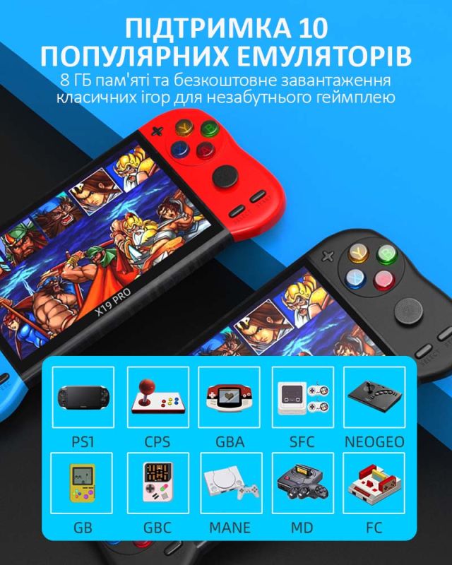 Портативная игровая приставка X19 Pro / 5.1'' / 8Gb / 6800+ ретро игры / подключение к TV / 1500mAh