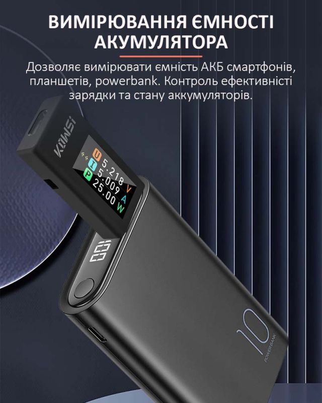 Багатофункціональний USB тестер KOWSI KWS-1902L Type-C / QC3.0 / 4-30V / 8A Білий