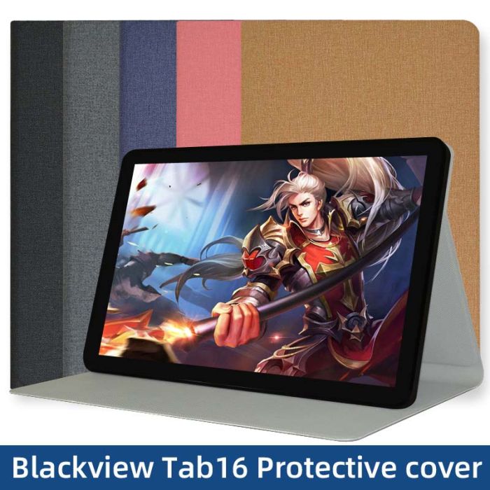 Чехол книжка для планшета Blackview Tab 16 / подставка / силиконовая основа / синий