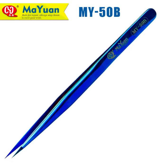 Пинцет прецизионный MaYuan MY-50B стальной, сверхточный, антистатический, прямой, Синий