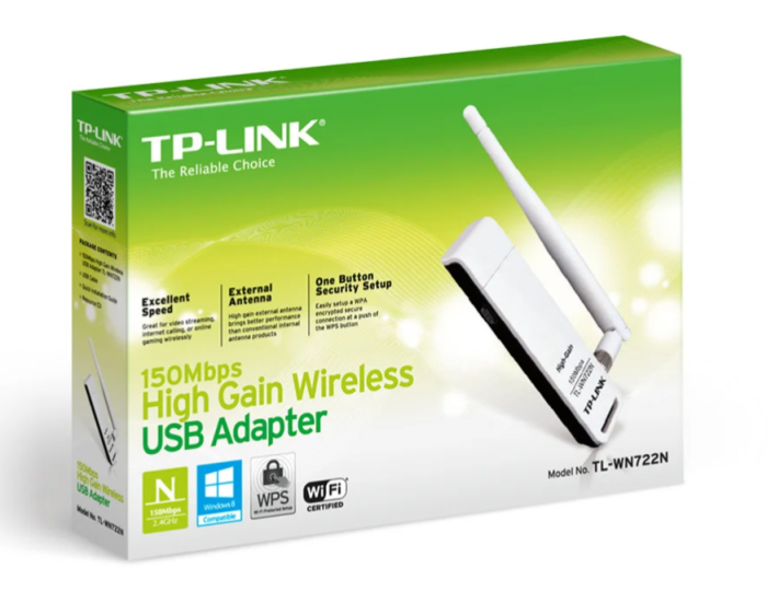 Сетевой адаптер USB TP-LINK TL-WN722N Wi-Fi 802.11g/n 150Mb, USB 2.0, съемная антенна