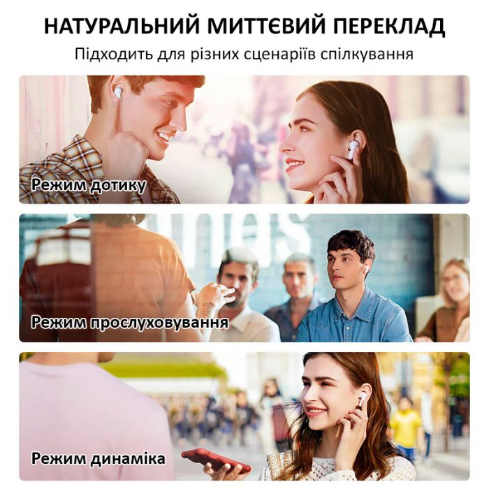 Наушники переводчик Timekettle M3 синхронный перевод, музыка, звонки, 42 языка, онлайн White