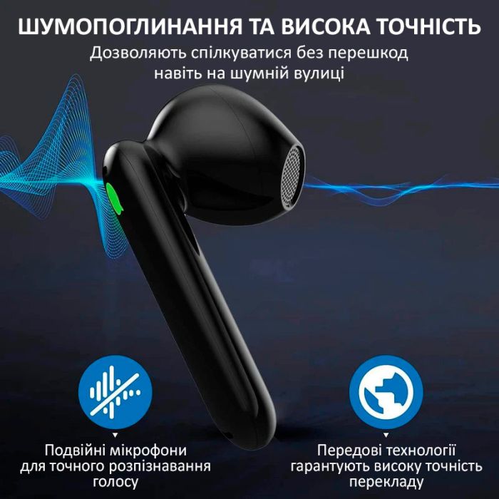 Наушники переводчик Timekettle WT2 Edge, AI двусторонний синхронный перевод, 42 языка, онлайн Black