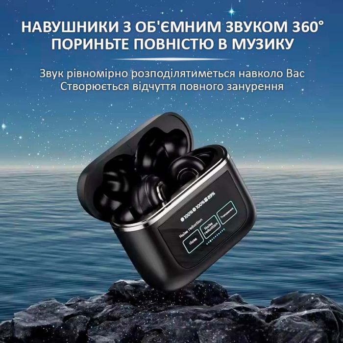 Навушники бездротові V8 TWS Earbuds з LED дисплеєм, Bluetooth 5.3, ANC, 530mAh, IPX5 Black