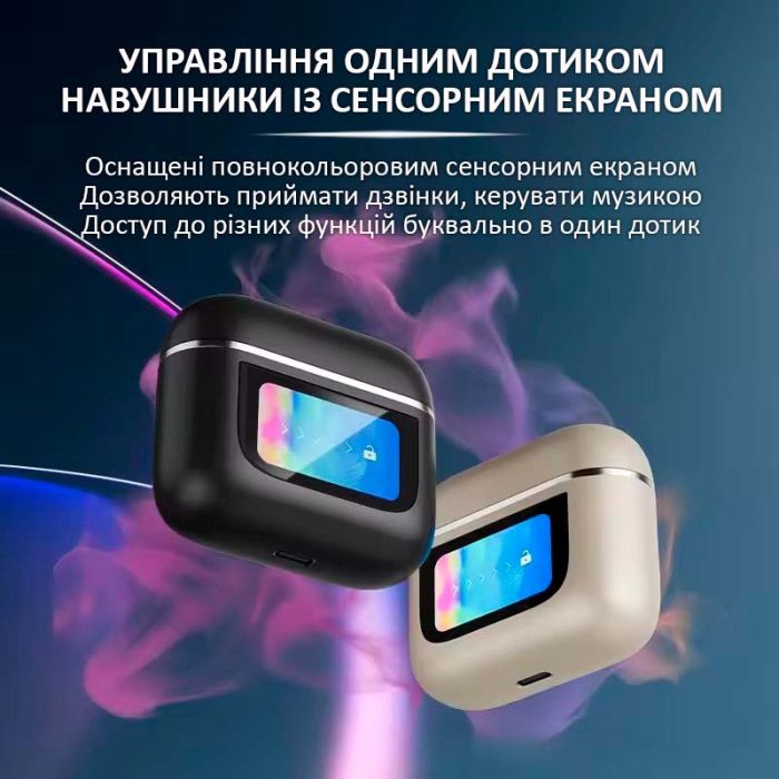 Навушники бездротові V8 TWS Earbuds з LED дисплеєм, Bluetooth 5.3, ANC, 530mAh, IPX5 Gold