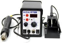 Паяльна станція AIDA 878D 2 в 1 фен + паяльник, цифровий дисплей, 3 насадки, 100 - 480°C, 700 Вт