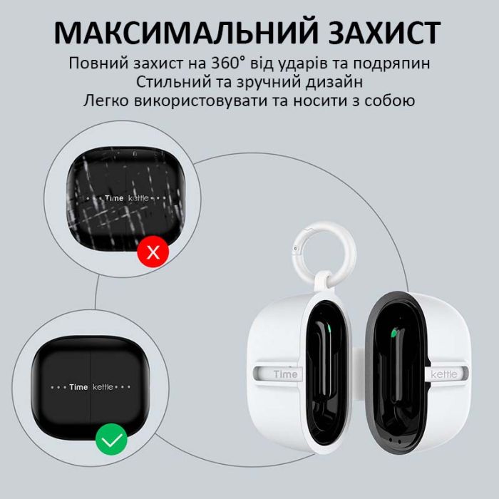 Чехол силиконовый для наушников переводчика Timekettle M3 с карабином белый