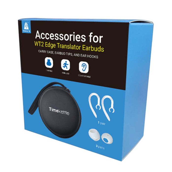 Чехол для наушников переводчика Timekettle WT2 Edge + силиконовые насадки + ушные крючки, черный
