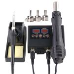 Паяльна станція 8898 комбінована 2 в 1 паяльник + термофен / LCD / 100-500°C / 650 Вт