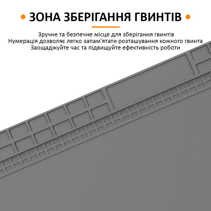 Теплоізоляційний силіконовий килимок TELIJIA TE-713 для паяння та ремонту техніки 700x400 мм Grey