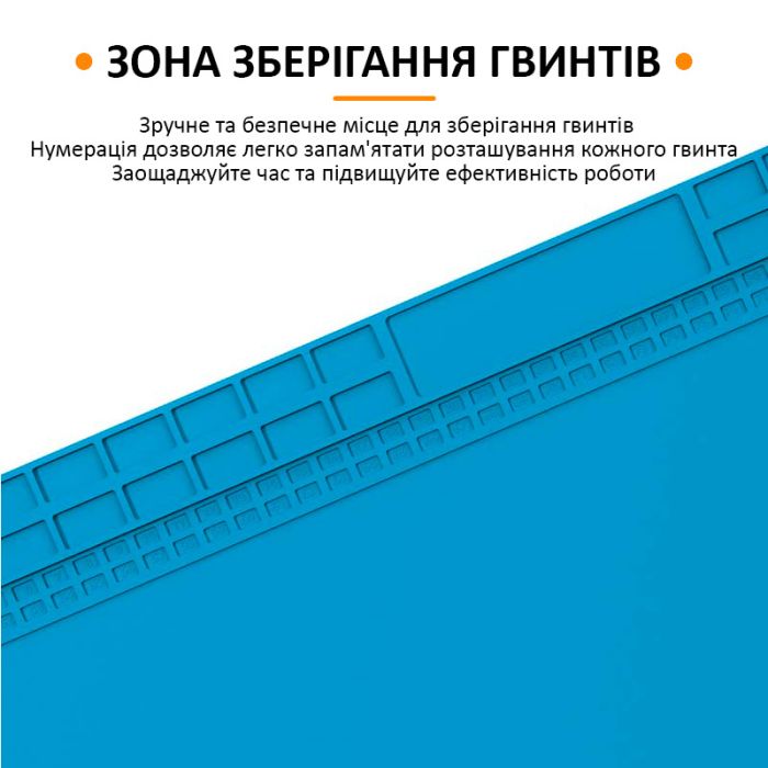 Теплоізоляційний силіконовий килимок TELIJIA TE-713 для паяння та ремонту техніки 700x400 мм Blue