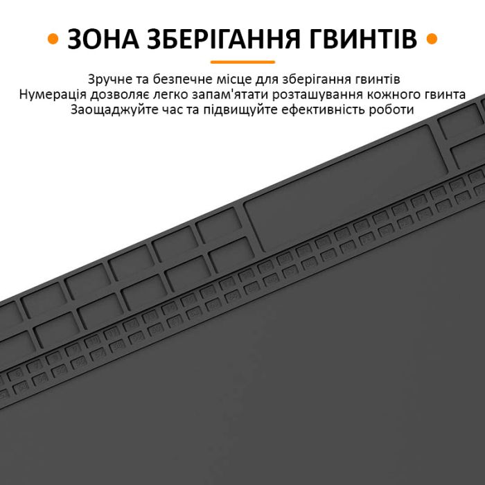 Теплоізоляційний силіконовий килимок TELIJIA TE-713 для паяння та ремонту техніки 700x400 мм Black