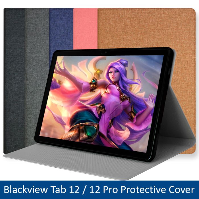 Чехол книжка для планшета Blackview Tab 12 / Tab 12 Pro / подставка / силиконовая основа / черный