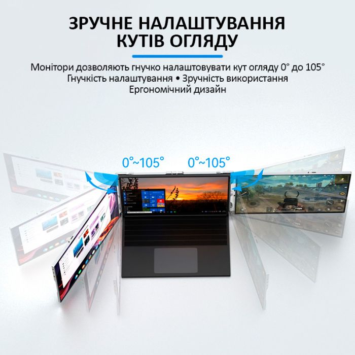 Монитор портативный W14FPC 14 дюймов с двойным дисплеем для ноутбуков / IPS / 1920x1200 / Type-C / HDMI