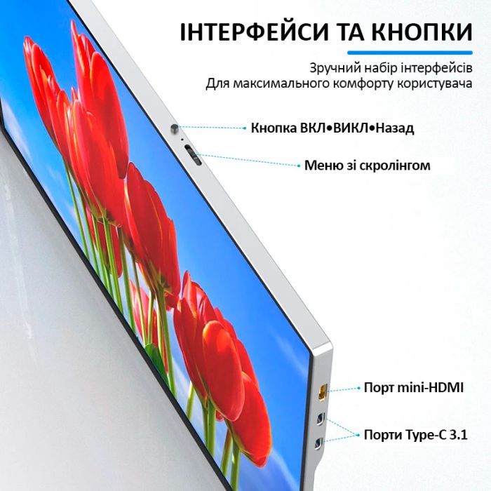 Монитор портативный W16FPC 16 дюймов с двойным дисплеем для ноутбуков / IPS / 1920x1200 / Type-C / HDMI
