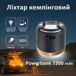 Фонарь ручной кемпинговый Portable Light ,5 режимов, Powerbank 7200mAh, магнит, IP65 Черный