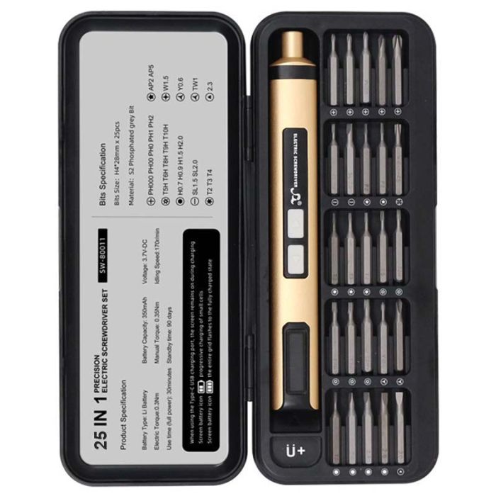 Отвертка аккумуляторная SW-80011 / набор 25 в 1 / для точных работ / Type-C / 350 mAh / в кейсе