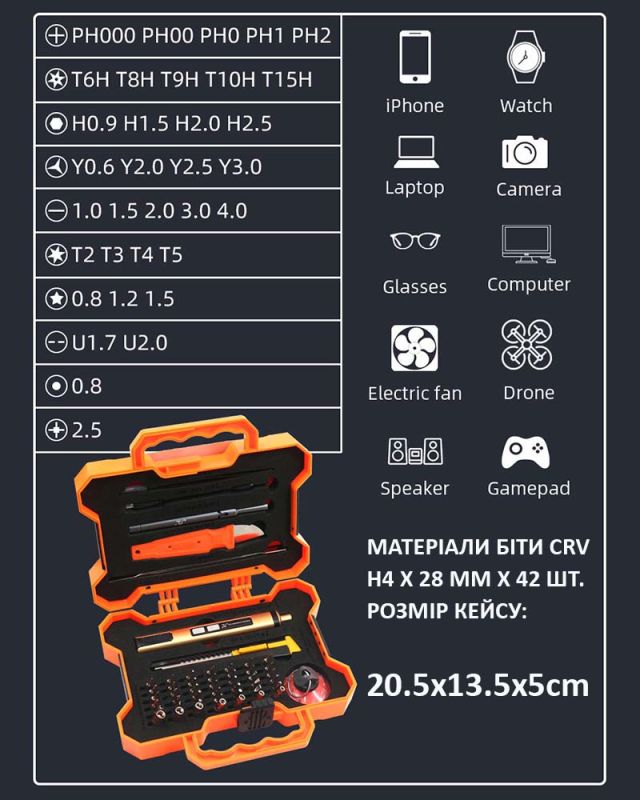 Отвертка аккумуляторная SW-80077 / набор 53 в 1 / для точных работ / Type-C / 350 mAh / в кейсе