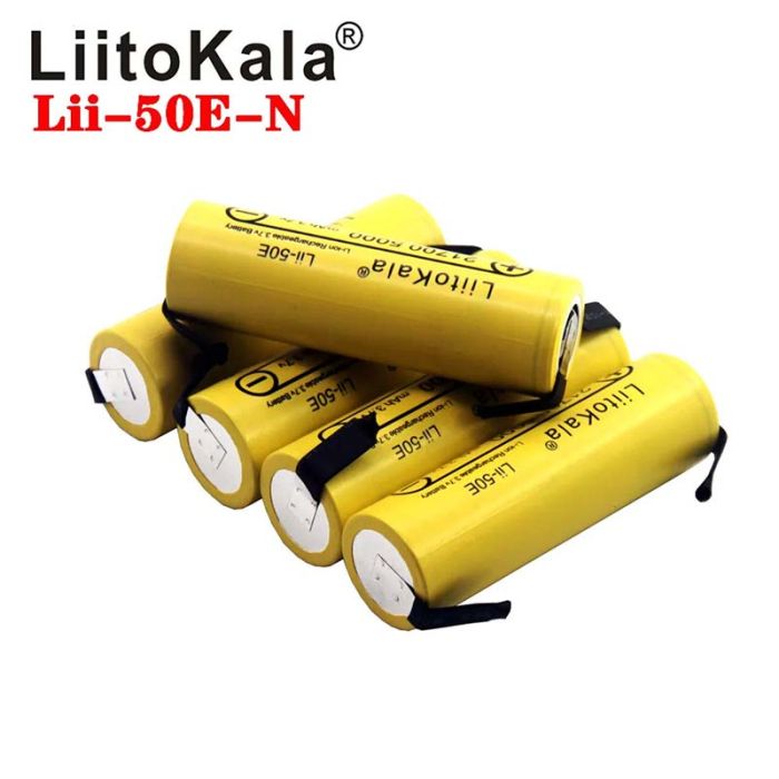 Акумулятор LiitoKala Lii-50E-N 21700 / високострумовий / 15А (25A) / 5000 mah / під пайку / Original