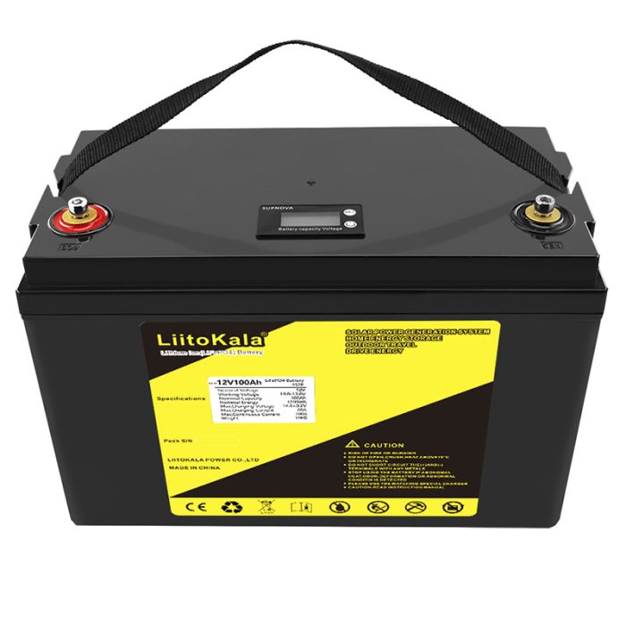 Акумуляторна батарея LiitoKala LiFePO4 12V 100Ah, плата захисту BMS, з дисплеєм LCD