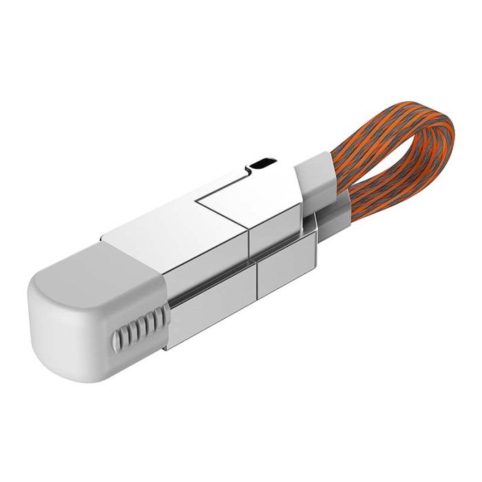 Кабель Type-C to Type-C з перехідниками USB+Lightning / 4 в 1 / QC3.0 PD / 60W / 15cm Orange