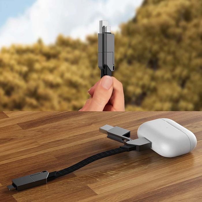 Кабель Type-C to Type-C з перехідниками USB+Lightning / 4 в 1 / QC3.0 PD / 60W / 15cm Orange