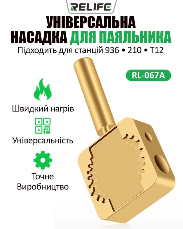 Насадка на жало паяльника Relife RL-067A для пайки шлейфов и BGA микросхем