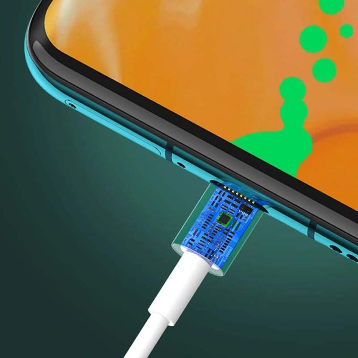 Кабель USB Type-C з подовженим роз'ємом / довжина конектора 10мм / 1м Білий