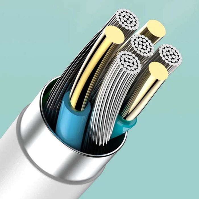 Кабель USB Type-C з подовженим роз'ємом / довжина конектора 10мм / 1м Білий