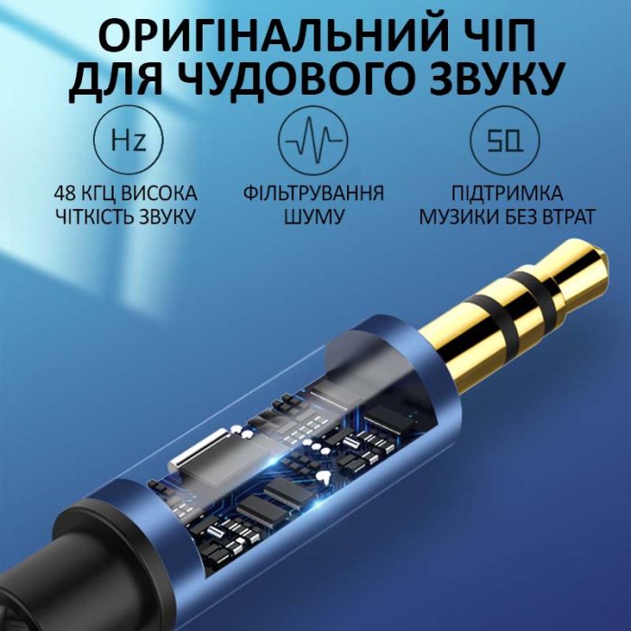 Кабель AUX аудіо 3.5мм на 3.5мм (тато-тато) обплетення 1м Чорний
