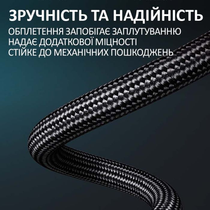 Кабель AUX Micro-USB на 3.5мм (тато-тато) аудіо перехідник в оплетці 1.5м Чорний