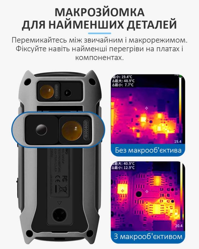 Мультиметр тепловизор Sunshine TB-10 Pro / АВТО режим / True RMS / NCV / АКБ 18650 / 10А