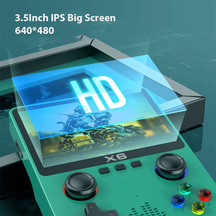 Портативна ігрова приставка X6 10000 ігор / 3.5'' IPS, 640x480 / AV вихід / консоль, ретро / 2000 mAh Black