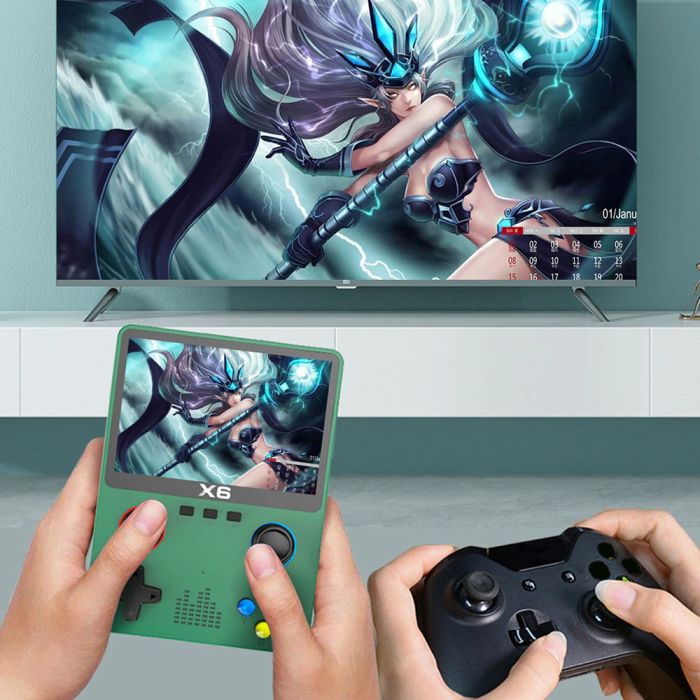 Портативна ігрова приставка X6 10000 ігор / 3.5'' IPS, 640x480 / AV вихід / консоль, ретро / 2000 mAh Black