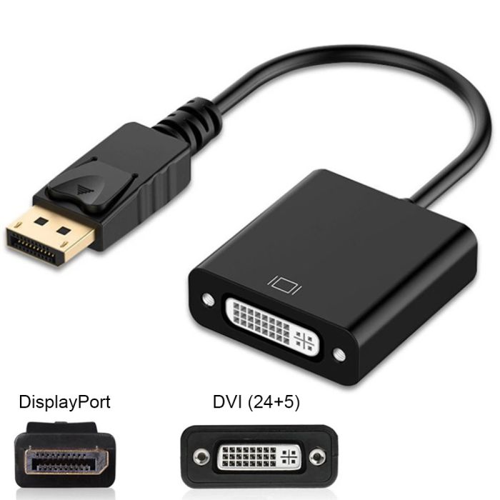 Перехідник адаптер XP-354 Display Port (тато) на DVI (мама) 1080P 20см Чорний