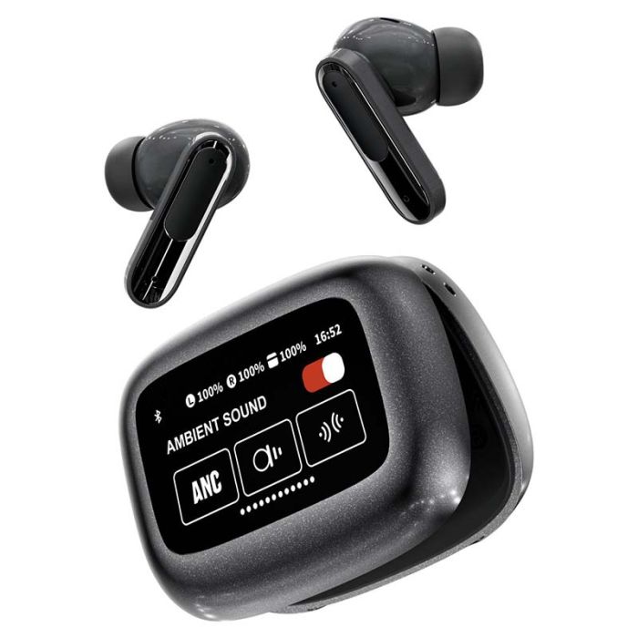 Бездротові навушники LIVE BEAM 3 TWS з LED дисплеєм, Bluetooth 5.4, ANC + ENC, 380mAh, IP55 Black