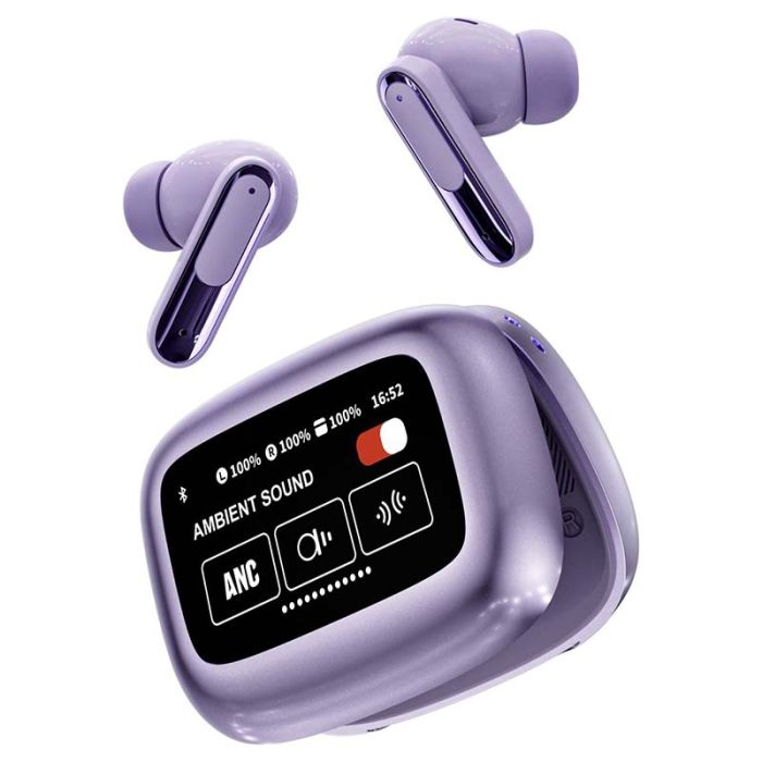 Бездротові навушники LIVE BEAM 3 TWS з LED дисплеєм, Bluetooth 5.4, ANC + ENC, 380mAh, IP55 Purple