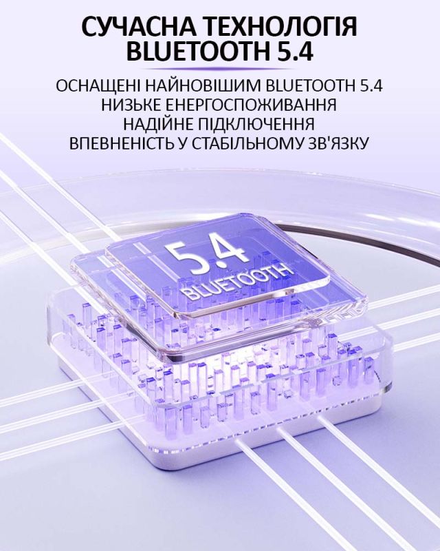 Бездротові навушники LIVE BEAM 3 TWS з LED дисплеєм, Bluetooth 5.4, ANC + ENC, 380mAh, IP55 Purple
