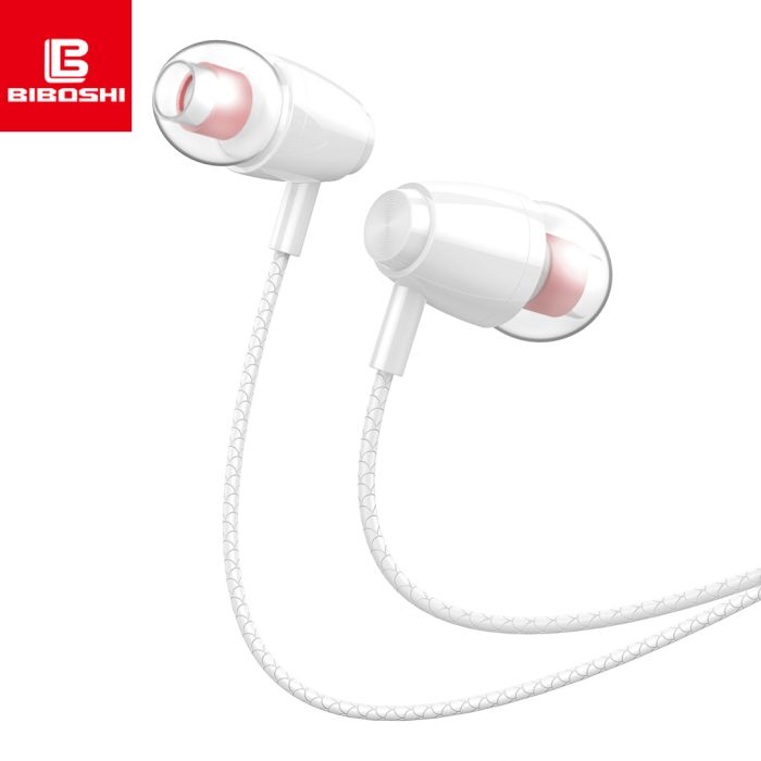 Наушники вакуумные Biboshi M58 белые / 3.5 мм / микрофон