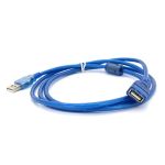 Удлинитель USB 2.0 AM/AF, 1.5m, 1 феррит, прозрачный синий