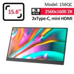 Монітор портативний 156QC / 15.6'' / IPS / 2560x1600 2K 60Hz / Type-C / HDMI / 3.5 мм / другий екран