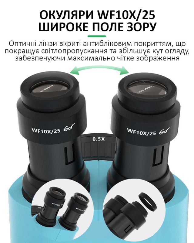 Мікроскоп тринокулярний Relife RL-M6T Pro-B11 / 6.5X-65X / CTV 0,5X / підсвітка / Чорний