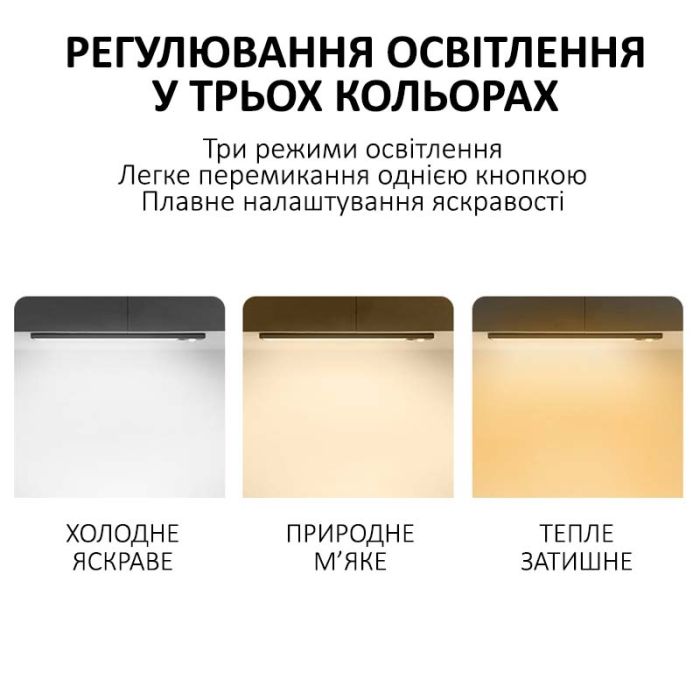 LED лампа нічник Greenbar L911 з датчиком руху, 2 Вт, довжина 23 см Black