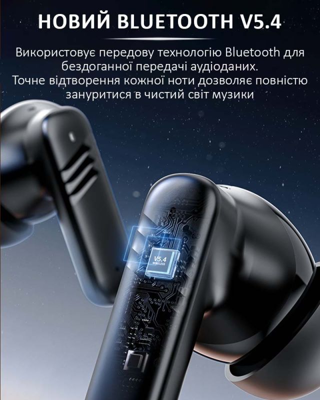 Навушники бездротові LX-30 TWS Earbuds з LED дисплеєм, Bluetooth 5.4, ANC + ENC, 300mAh Black