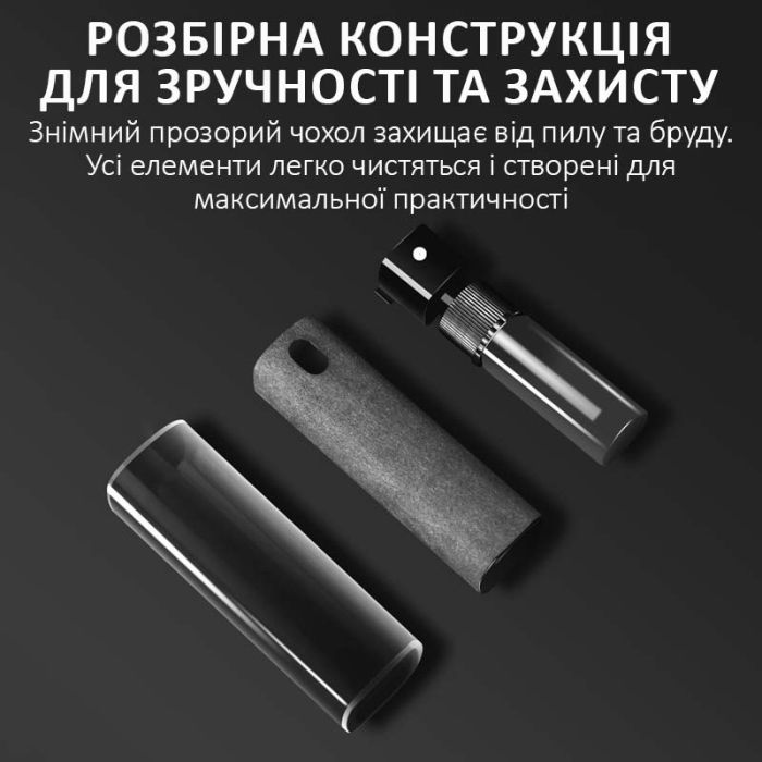 Набор 2 в 1 спрей 10мл + микрофибра / для очистки экрана телефона, планшета, ноутбука /  Голубой